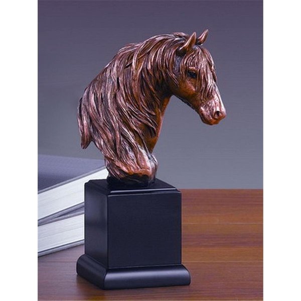 Marian Imports Marian Imports F55144 Horse Head Bronze Plated Resin Sculpture - 5 x 5 x 9 in. 55144